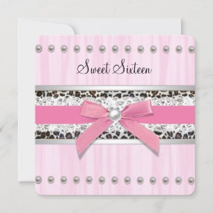 Invitación Fiesta Dulces 16 Perla Rosa Leopardo