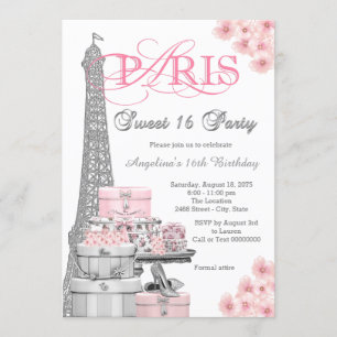 Invitación Fiesta Dulces 16 Rosa París