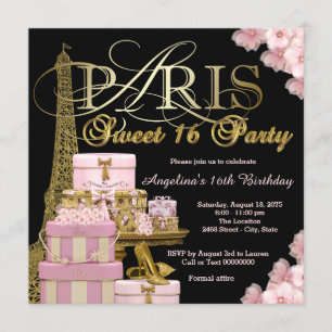 Invitación Fiesta Dulces 16 Rosado de París