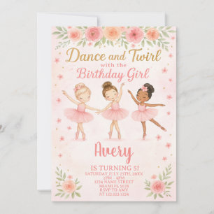 Invitación Fiesta Editable de Baile Pastel Rosa para Chicas