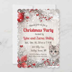 Invitación Fiesta Editable de Navidades de Kitten y Berries