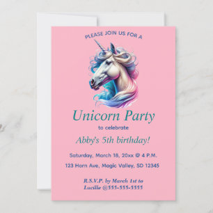 Invitación Fiesta editable de unicornio