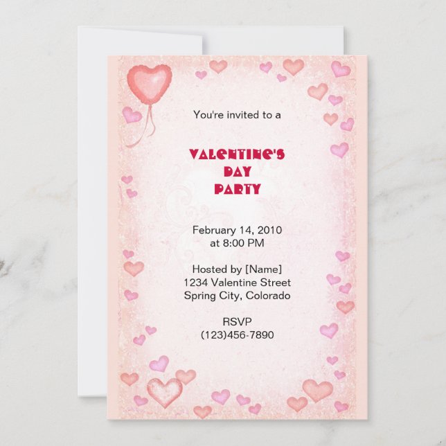 Invitación Fiesta el día de San Valentín (Anverso)