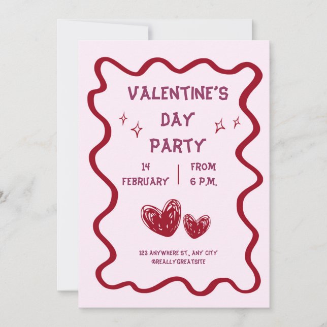 Invitación Fiesta el día de San Valentín (Anverso)