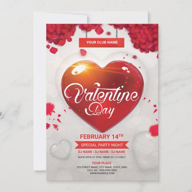 Invitación Fiesta El día de San Valentín (Anverso)