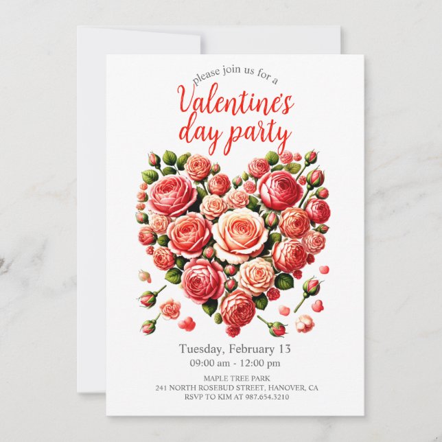 Invitación Fiesta el día de San Valentín (Anverso)