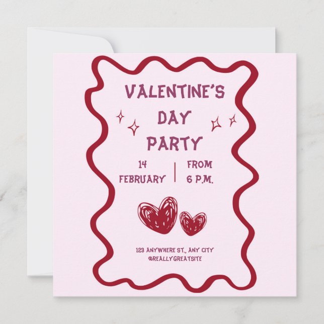 Invitación Fiesta el día de San Valentín (Anverso)