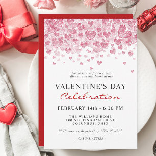 Invitación Fiesta el día de San Valentín con corazón rojo