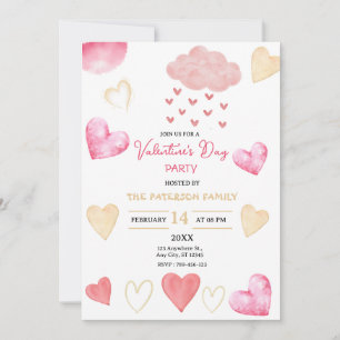 Invitación Fiesta el día de San Valentín con corazón rojo y o