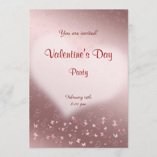 Invitación Fiesta El día de San Valentín de corazón rosado