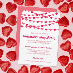 Invitación Fiesta El día de San Valentín de corazones de amor