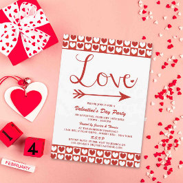 Invitación Fiesta El día de San Valentín de corazones de amor