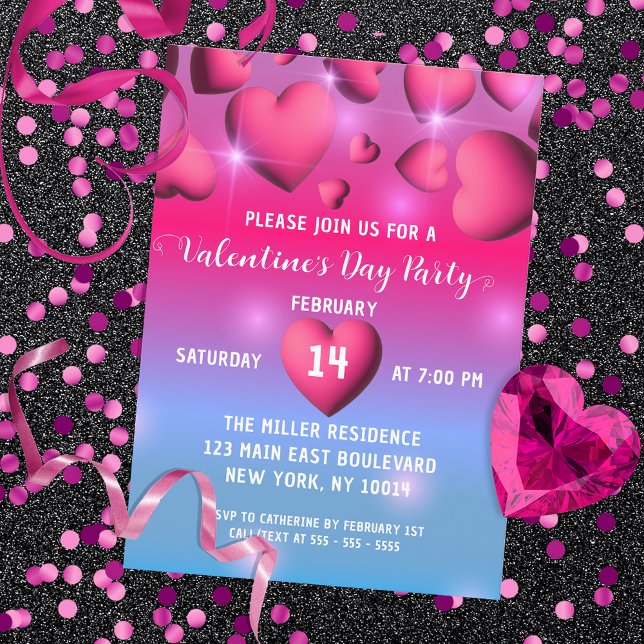 Invitación Fiesta El día de San Valentín De Corazones Y Parqu (Subido por el creador)