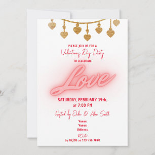 Invitación Fiesta El día de San Valentín de la cadena de los 