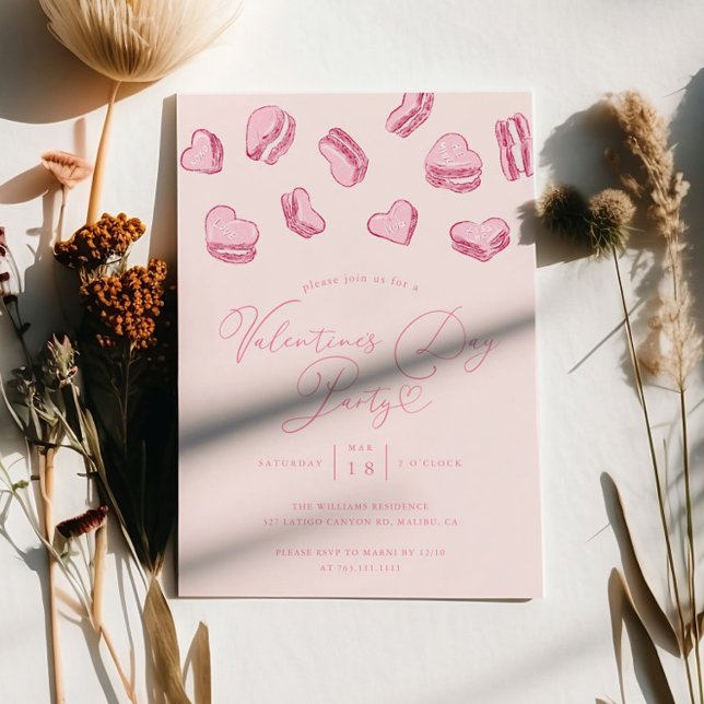 Invitación Fiesta El día de San Valentín de Pink Heart Macaro (Subido por el creador)