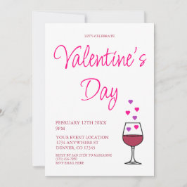 Invitación Fiesta El día de San Valentín de vino
