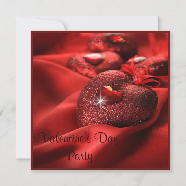 Invitación Fiesta El día de San Valentín Romántico Corazón Es (Anverso)