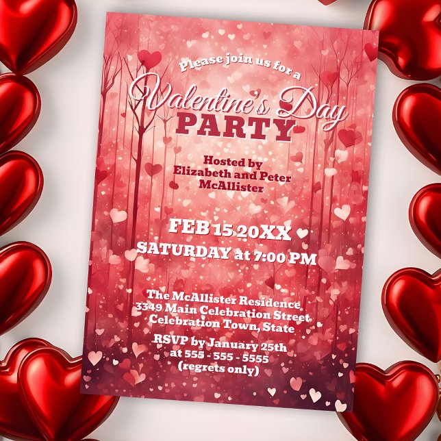 Invitación Fiesta El día de San Valentín Romántico de Corazón (Subido por el creador)