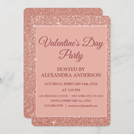 Invitación Fiesta el día de San Valentín Rosa Dorado Sparkle
