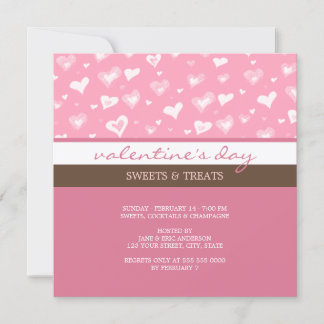 Invitación Fiesta El día de San Valentín Rosa Y Marrón
