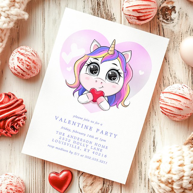 Invitación Fiesta El día de San Valentín unicornio (Subido por el creador)