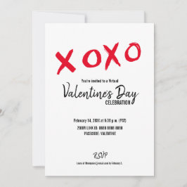 Invitación Fiesta El día de San Valentín virtual XOXO blanco 