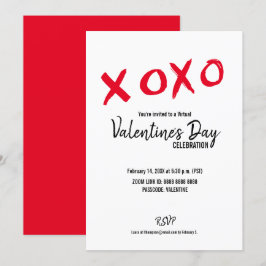Invitación Fiesta El día de San Valentín virtual XOXO blanco