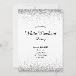 Invitación Fiesta elefante blanco plateado