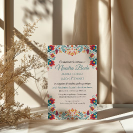 Invitación Fiesta Elegant Colorful Floral Spanish Wedding
