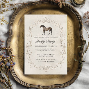 Invitación Fiesta Elegante Clásica de Carreras de Caballos al