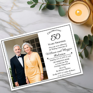 Invitación Fiesta elegante de aniversario de bodas número 50