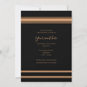 Invitación Fiesta elegante de bronce negro