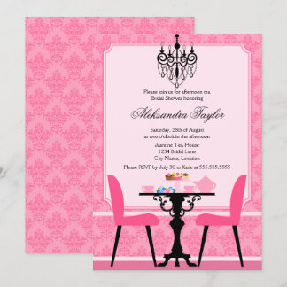 Invitación Fiesta elegante de Damasco y té candelabro