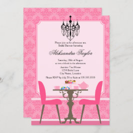 Invitación Fiesta elegante de Damasco y té candelabro