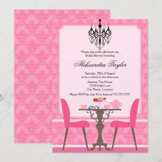 Invitación Fiesta elegante de Damasco y té candelabro