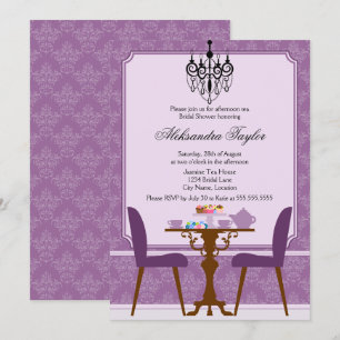 Invitación Fiesta elegante de Damasco y té candelabro