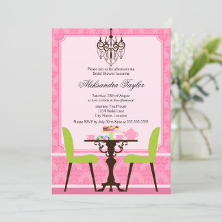 Invitación Fiesta elegante de Damasco y té candelabro