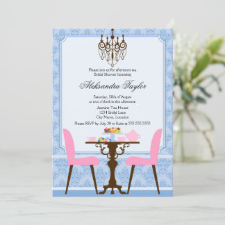Invitación Fiesta elegante de Damasco y té candelabro
