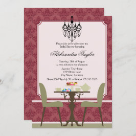 Invitación Fiesta elegante de Damasco y té candelabro