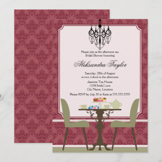 Invitación Fiesta elegante de Damasco y té candelabro