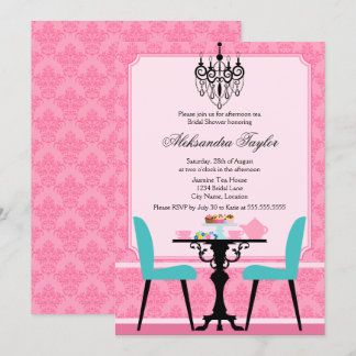 Invitación Fiesta elegante de Damasco y té candelabro