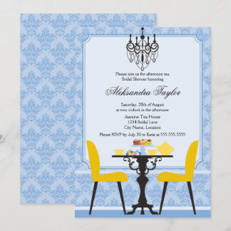 Invitación Fiesta elegante de Damasco y té candelabro