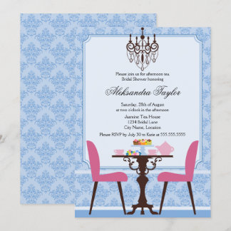 Invitación Fiesta elegante de Damasco y té candelabro