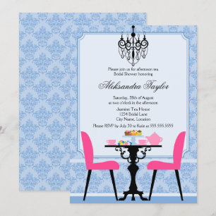 Invitación Fiesta elegante de Damasco y té candelabro