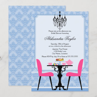 Invitación Fiesta elegante de Damasco y té candelabro
