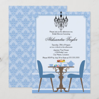 Invitación Fiesta elegante de Damasco y té candelabro