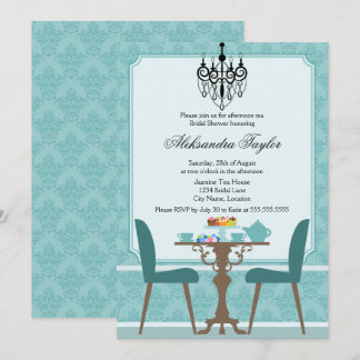 Invitación Fiesta elegante de Damasco y té candelabro