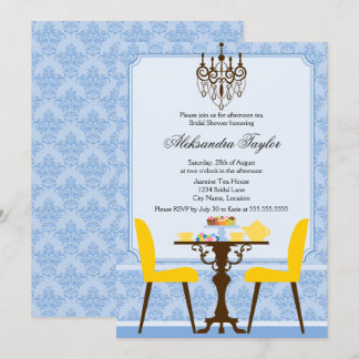Invitación Fiesta elegante de Damasco y té candelabro