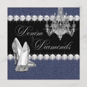 Invitación Fiesta elegante de denim y diamantes