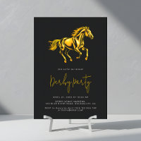 Fiesta Elegante de Derby de Caballos Negro y Dorad